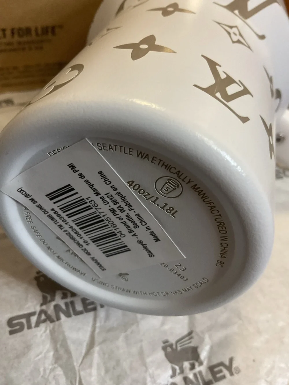 Stanley White Travel Mug with Gold Monogram Accents - Picture 6 of 6